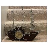 Vintage United Model 431 Ship Mantel Clock with Spinning Sails