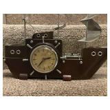 Vintage United Model 431 Ship Mantel Clock with Spinning Sails