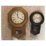 Set of 2 Vintage Wall Clocks - Regulator and Gilbert 1807