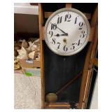 Vintage E. Ingraham Landau Wall Pendulum Clock with Oak Case