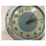 Vintage US Time Floral Metal Alarm Clock