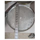 Assorted Vintage Metal Kitchenware Set with Trays, Bowls, and Pans