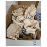 Collection of Flow Blue Pattern Cups, Plates, and Creamer