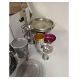 Box Lot of Vintage Pewter, Silver, and Aluminum Tableware and Glasses