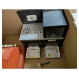 Vintage Toy Set with Tom Thumb Cash Register, Metal Stove, Wooden Car, and Record Collection