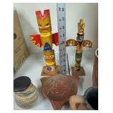 Collection of Native American Style Figurines, Pottery, Dolls, and Totem Decor