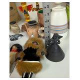 Collection of Native American Style Figurines, Pottery, Dolls, and Totem Decor