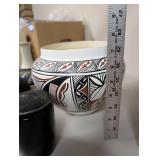 Lot of 10 Southwestern Native American Style Pottery Vessels and Spoon Rest