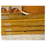 Indiana Glass Daisy & Button Antique Gold Snack Sets in Boxes