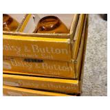 Indiana Glass Daisy & Button Antique Gold Snack Sets in Boxes