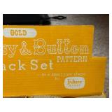 Indiana Glass Daisy & Button Antique Gold Snack Sets in Boxes