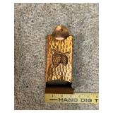 Hammered Solid Copper Match Holder with Embossed Pinecone Design