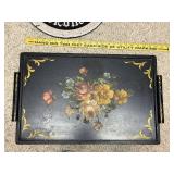 Decorative Hand-Painted Floral Tray and Wilkom Wall Plaque