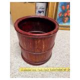 Vintage Red Wood Barrel Planter Pot
