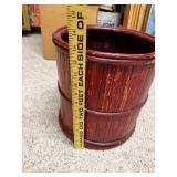 Vintage Red Wood Barrel Planter Pot