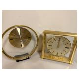 Set of 2 Gold Tone Desk Clocks - Kieninger and Bulova