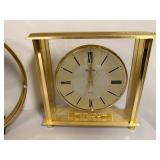 Set of 2 Gold Tone Desk Clocks - Kieninger and Bulova