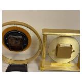 Set of 2 Gold Tone Desk Clocks - Kieninger and Bulova