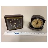 Set of 2 Vintage Alarm Clocks Mid-Century Electric Tabletop