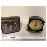 Set of 2 Vintage Alarm Clocks Mid-Century Electric Tabletop