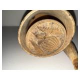 Collection of Antique Wooden Butter Molds, Mallets, and Kitchen Utensils