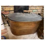 Antique Copper Boiler with Metal Lid and Wooden Handles