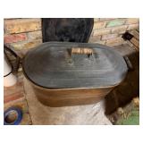 Antique Copper Boiler with Metal Lid and Wooden Handles