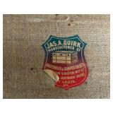 Antique Jas. A. Quirk Green Steamer Trunk with Brass Hardware