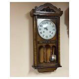Vintage Wooden Wall Clock with Pendulum by Sint, 31-Day Wind-Up