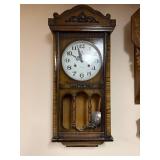 Vintage Wooden Wall Clock with Pendulum by Sint, 31-Day Wind-Up