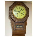 Wall-Mounted Wooden Regulator Clock with Floral Carving