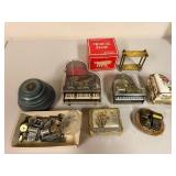 Collection of Vintage Miniature Musical Piano Boxes and Music Box Parts