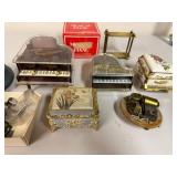 Collection of Vintage Miniature Musical Piano Boxes and Music Box Parts