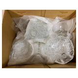 Collection of Vintage Glass and Milk Glass Dishes with Heart-Shaped Bowls