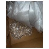 Collection of Vintage Glass and Milk Glass Dishes with Heart-Shaped Bowls