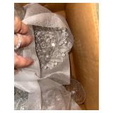 Collection of Vintage Glass and Milk Glass Dishes with Heart-Shaped Bowls