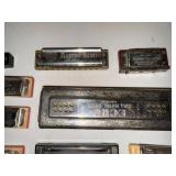 Collection of Vintage Harmonicas and Brown Plastic Recorder