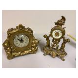 Pair of Ornate Vintage Cherub Mantel Clocks with Gilt Finish