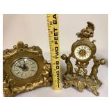 Pair of Ornate Vintage Cherub Mantel Clocks with Gilt Finish