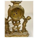 Pair of Ornate Vintage Cherub Mantel Clocks with Gilt Finish