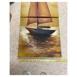 Large Three-Piece Canvas Sailing Boat Wall Art