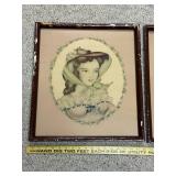 Pair of Vintage Framed Portrait Prints by Merone