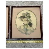 Pair of Vintage Framed Portrait Prints by Merone