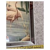 Framed Flamingo Artwork with Mirrored Border 15x15 Inches