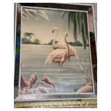 Framed Flamingo Artwork with Mirrored Border 15x15 Inches