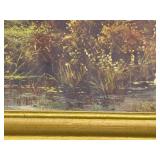 Framed Pastoral Landscape Print with Ornate Gold Frame