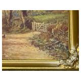 Framed Pastoral Landscape Print with Ornate Gold Frame