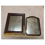 Pair of Vintage Wood-Framed Hanging Mirrors
