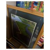 Framed Aerial Golf Course Artwork with Green Mat