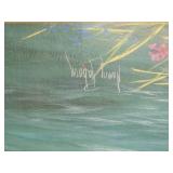 Framed Landscape Artwork by Howard Rogers with Waterfall and Blossoms